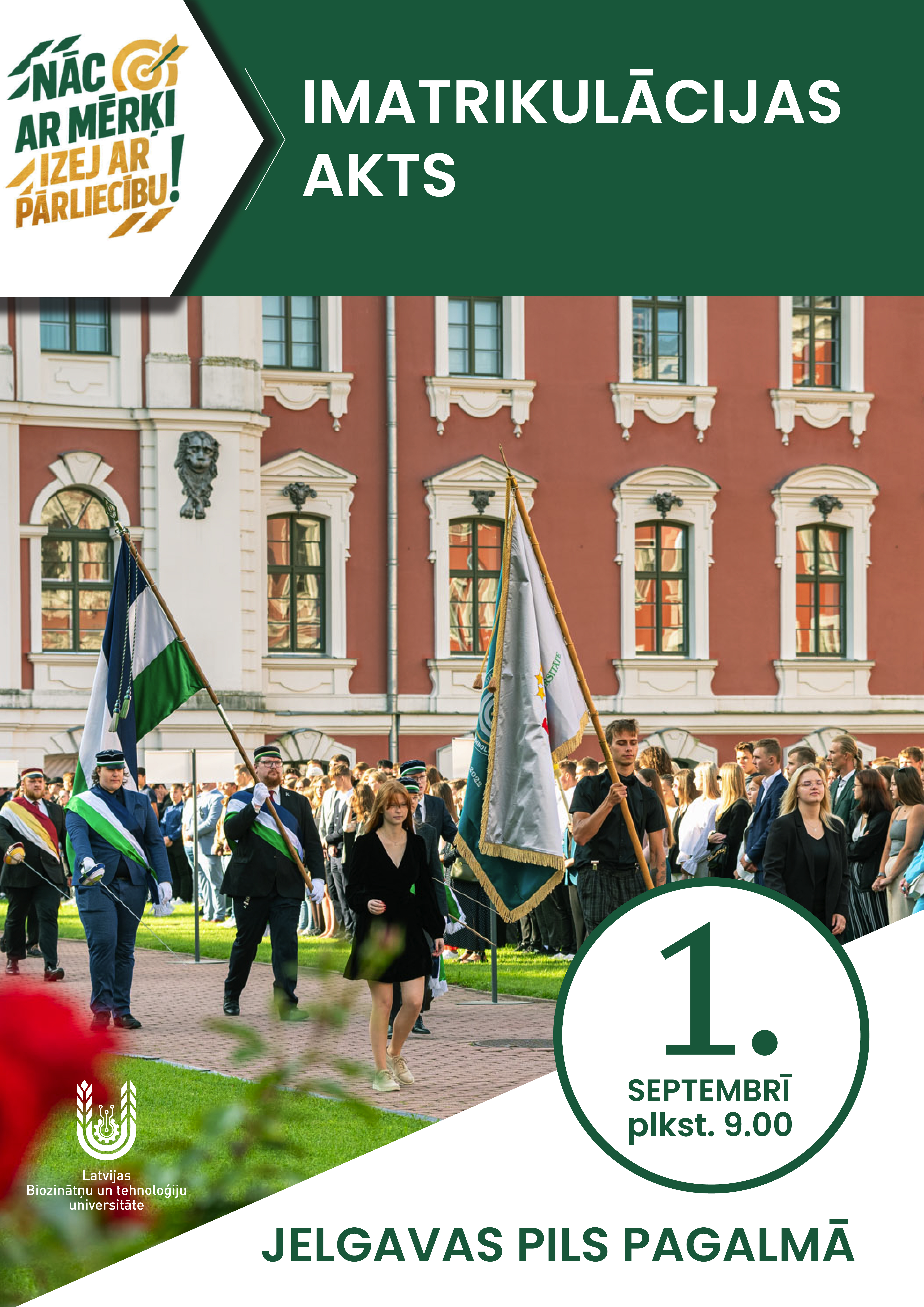 Jauno studentu Imatrikulācijas akts Jelgavas pils pagalmā