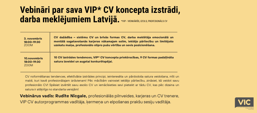 Vebināri par sava VIP CV koncepta izstrādi