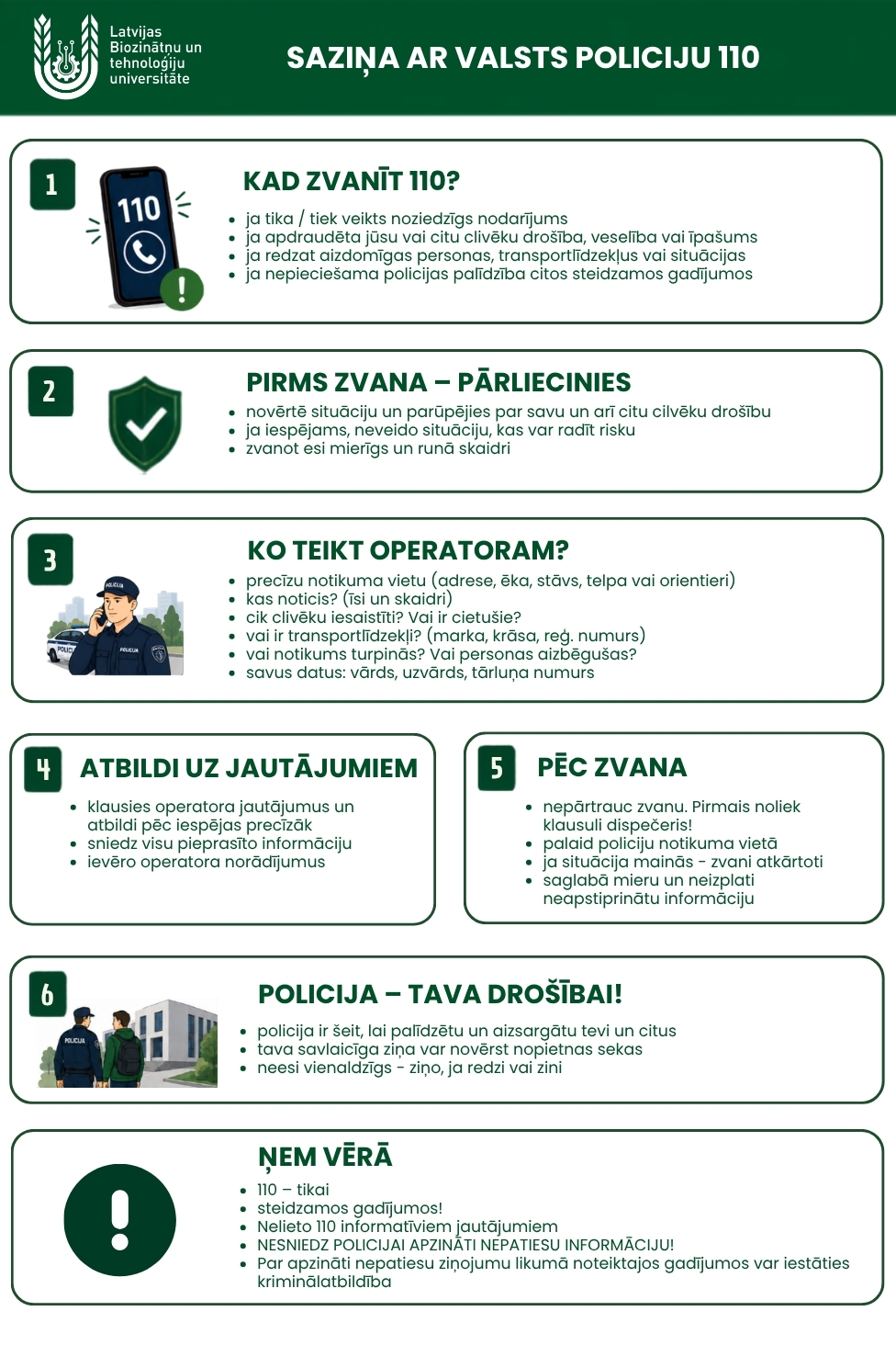 Saziņa ar valsts policiju 110