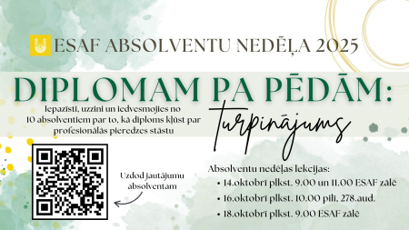 Stāsti, ko veido augstākās izglītības diploms – Absolventu vieslekciju nedēļa Ekonomikas un sabiedrības attīstības fakultātē