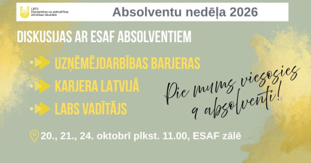Absolventu nedēļa Ekonomikas un sabiedrības attīstības fakultātē