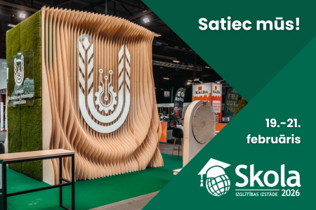 Satiec Latvijas Biozinātņu un tehnoloģiju universitātes pārstāvjus  izstādē "Skola 2026"