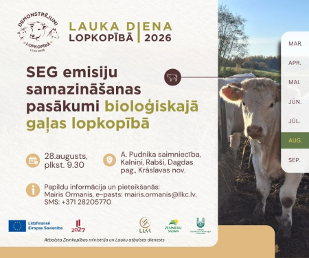 Lauka diena "SEG emisiju samazināšanas pasākumi bioloģiskajā gaļas lopkopībā"