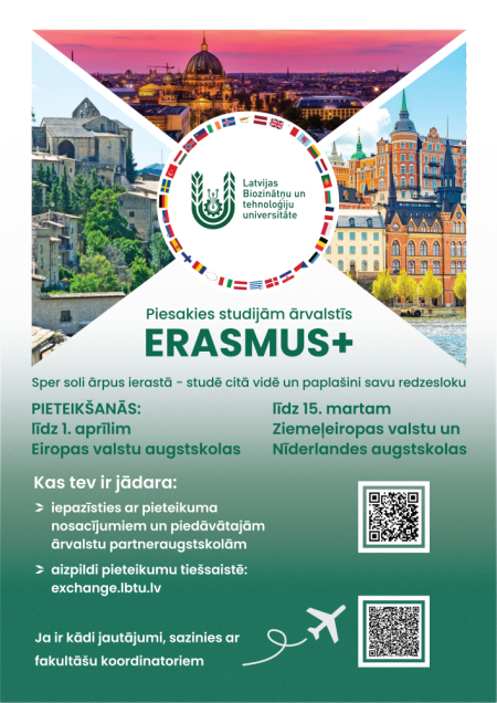 Pieteikšanās Erasmus+ studijām ārzemēs