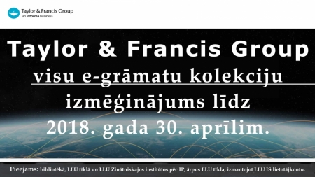 Taylor & Francis Group e-grāmatu kolekciju izmēģinājumi