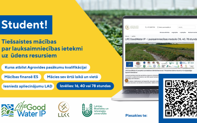 Iespēja pieteikties tiešsaistes mācībām par lauksaimniecības ietekmi uz ūdens resursiem